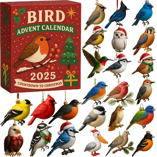 🐦 Fugle Adventi Naptár 2025 – Karácsonyi visszaszámlálás 24 aranyos mini madárfigurával