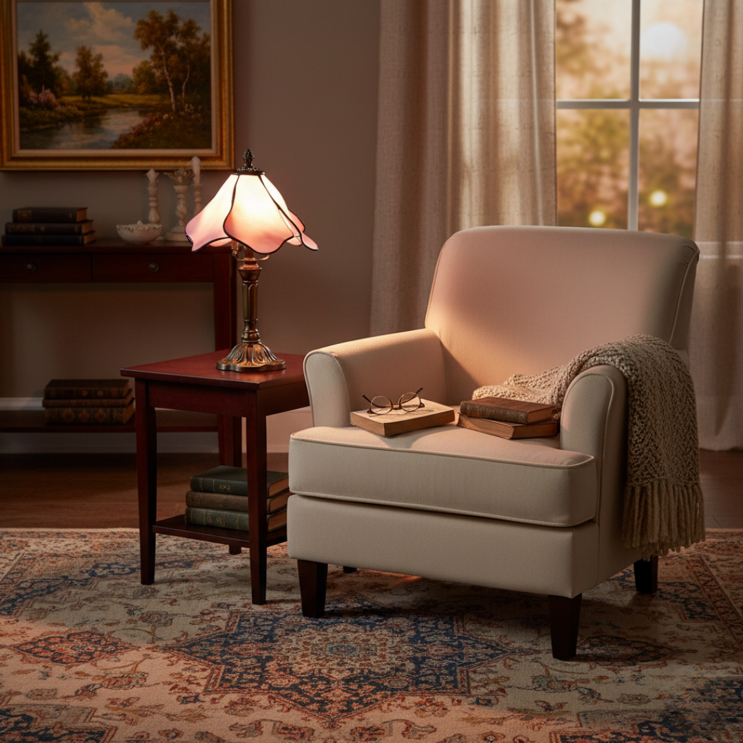 Művészi Barokk Asztali LED Lámpa - Vitró Hatású Üveg Design Mediterrán Báj