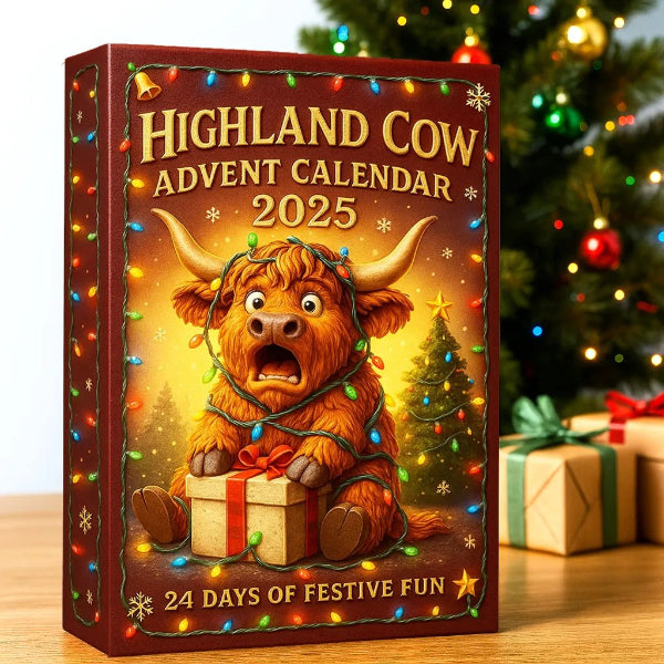 🐮Adventi naptár a Highlanderrel 2025 🎄✨ – Kézzel készült 3D baba Highlanderrel (24 darab)