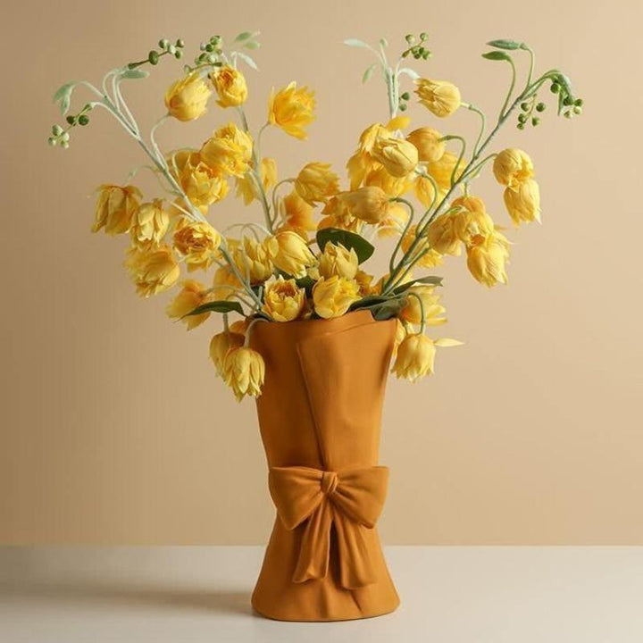 Knot & Bloom - Kerámia váza masnival