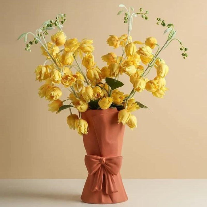 Knot & Bloom - Kerámia váza masnival